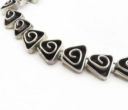 MEXICO 925 Sterling Silver  Vintage Triangle Spiral Link Chain Necklace NE1594