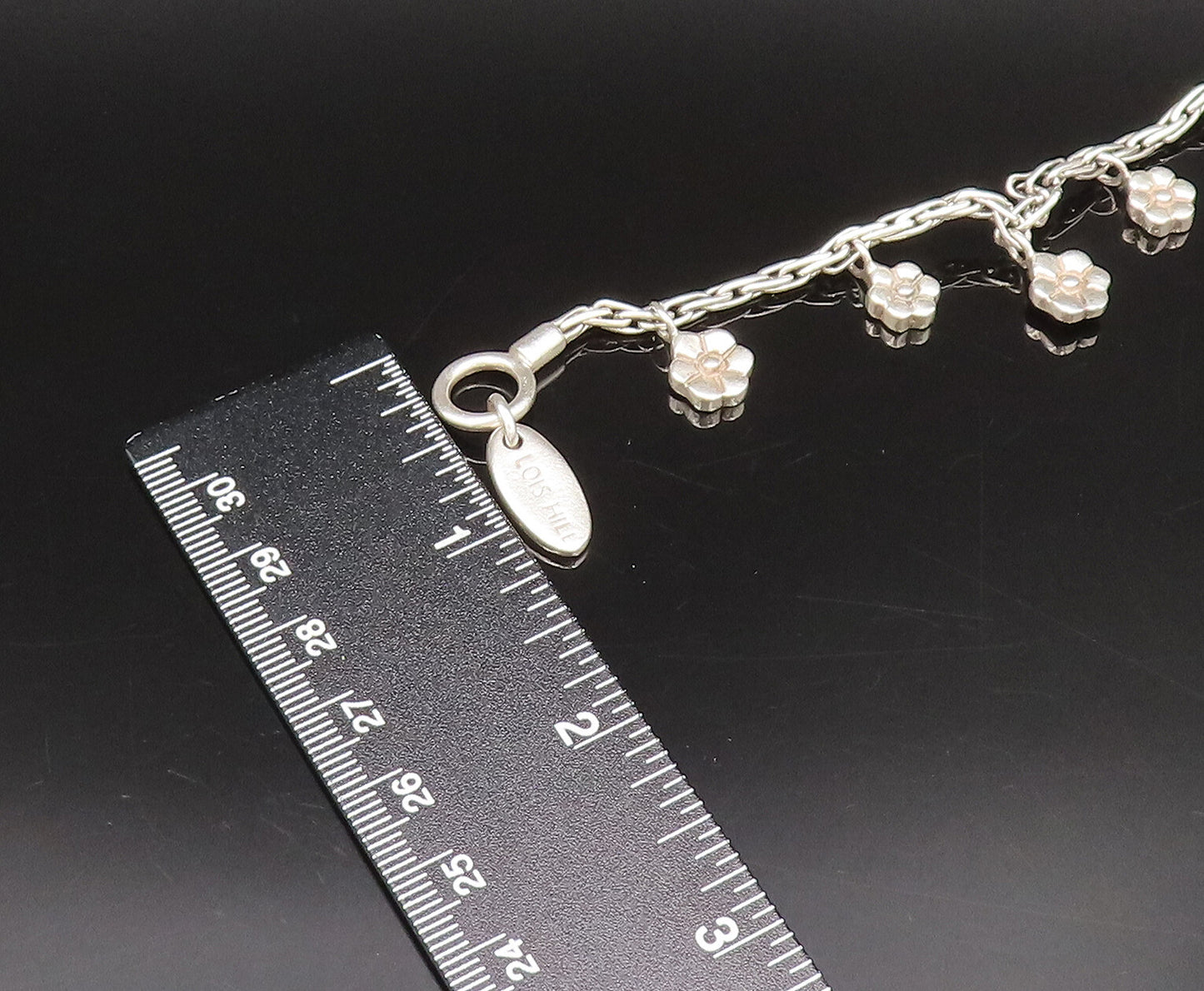 LOIS HILL 925 Sterling Silver Vintage Minimalist Flower Charm Bracelet BT9786
