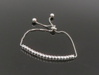 925 Silver  White Cubic Zirconia Adjustable Child Box Chain Bracelet  BT1059