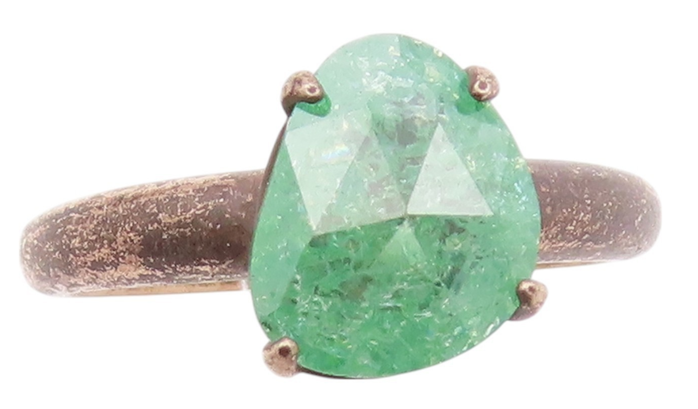 925 Sterling Silver Vintage Ring Minimalist Brutalist Gemstone  Sz 7  RG32365