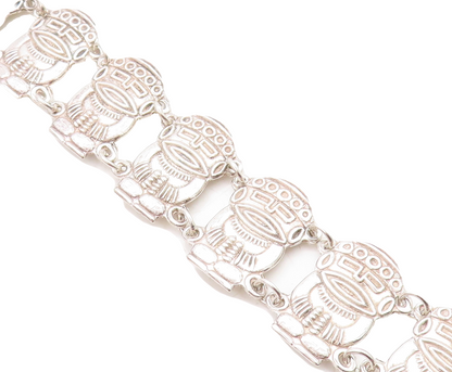 925 Sterling Silver  Vintage Traditional Statue Link Chain Bracelet  BT2239