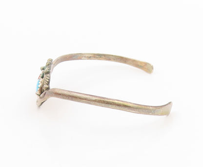 925 Sterling Silver Vintage Bracelet RONALD TOM NAVAJO Turquoise Cuff  BT11999
