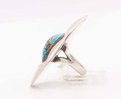 925 Sterling Silver Vintage Ring NAVAJO Solid Carved Turquoise  Sz 6.5  RG28134