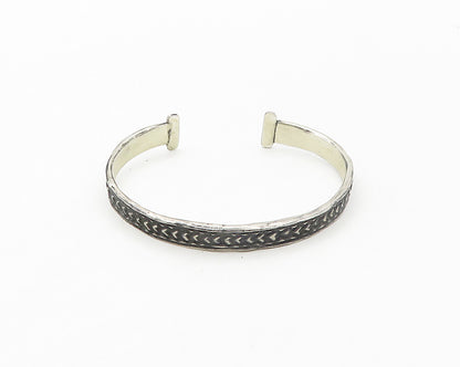 925 Sterling Silver  Vintage Dark Tone Arrow Pattern Cuff Bracelet  BT6760