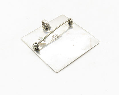 MEXICO 925 Sterling Silver  Vintage People In The Rain Scene Brooch Pin BP3745