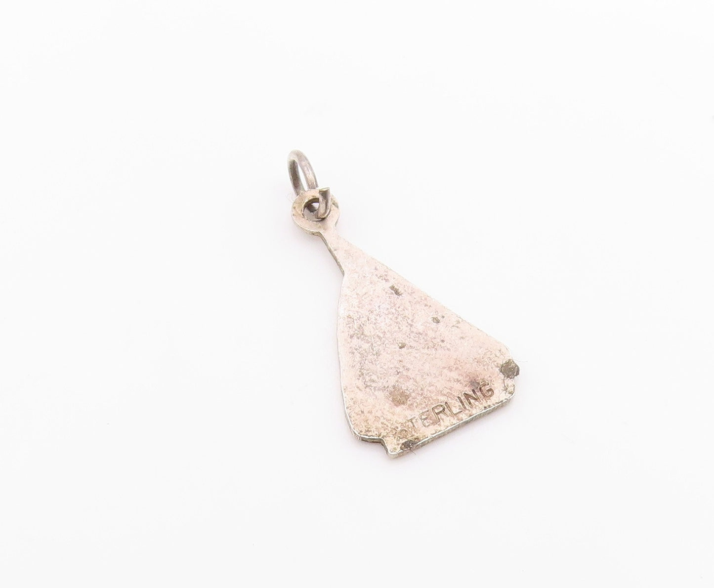 925 Sterling Silver Vintage Petite Sail Boat Motif Drop Pendant  PT17964