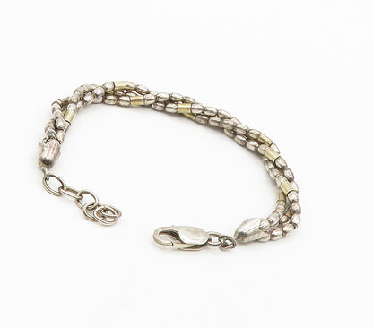 925 Sterling Silver  Vintage Multi Strand Beaded Twist Chain Bracelet  BT6192