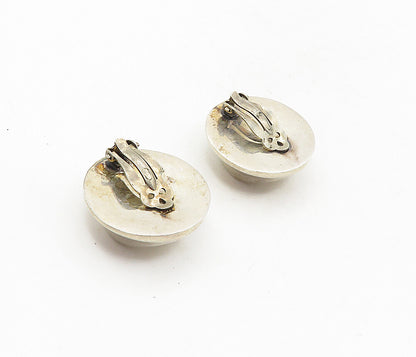 ZINA 925 Sterling Silver  Vintage Concave Dome Non Pierce Earrings  EG4814
