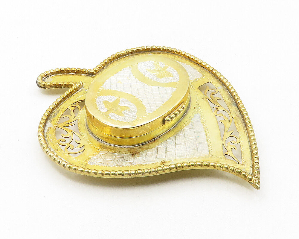 925 Sterling Silver  Vintage Two Tone Floral Swirl Pill Box (OPENS)  TR1775
