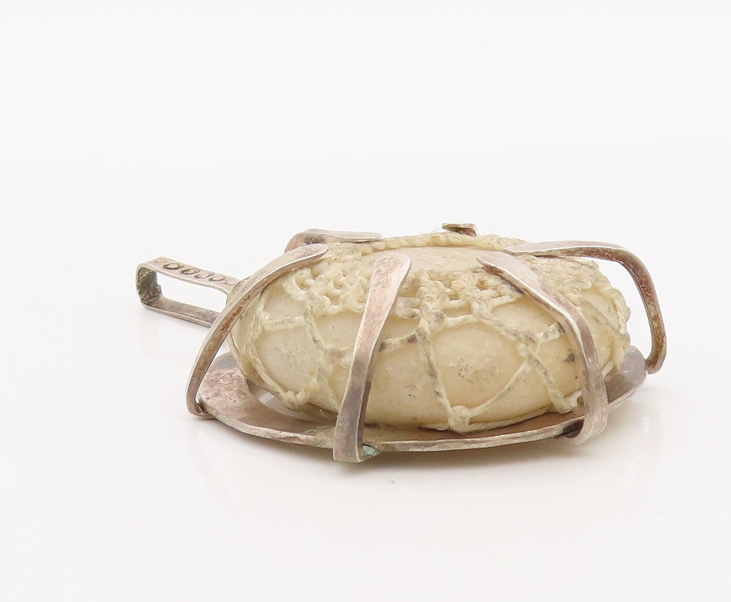 925 Sterling Silver Vintage Pendant EUROPEAN Antique Croatia Marble  PT23545