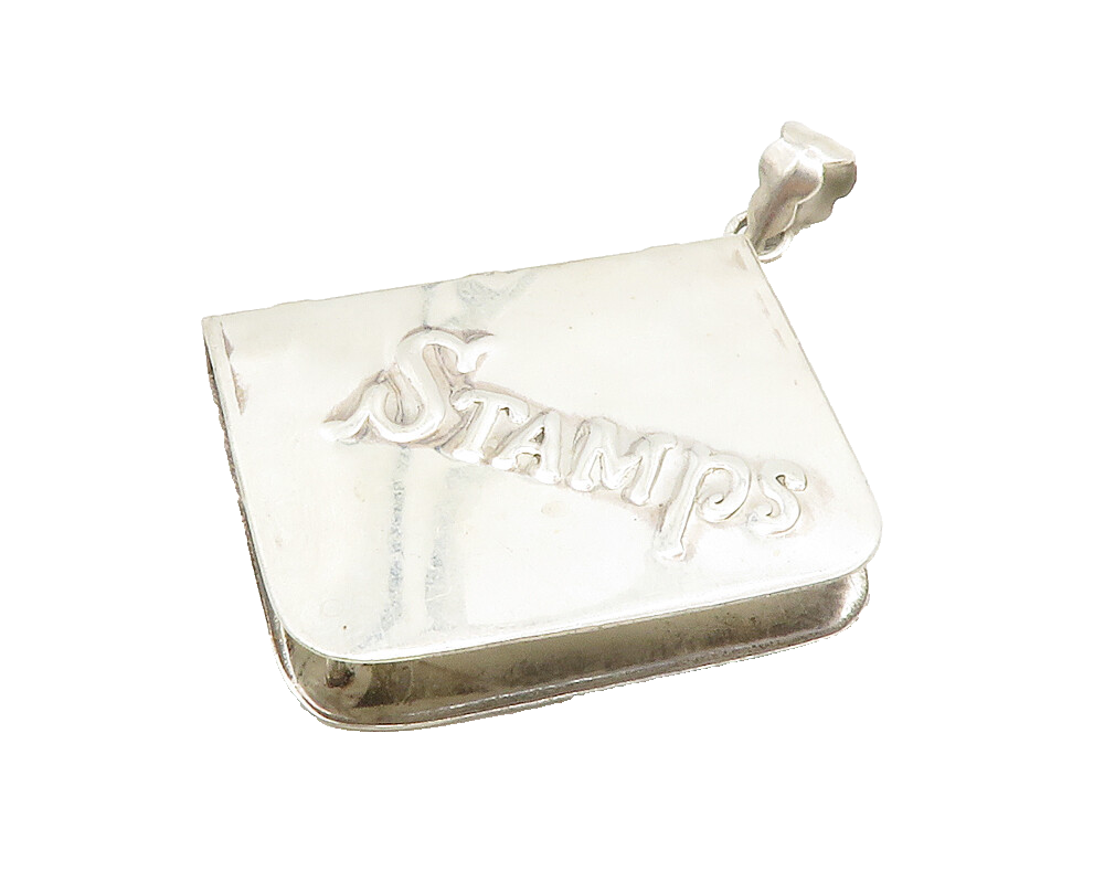 925 Sterling Silver  Vintage Shiny Embossed Stamp Book Drop Pendant  PT10200