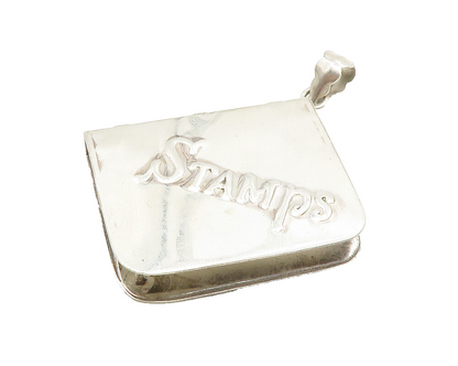 925 Sterling Silver  Vintage Shiny Embossed Stamp Book Drop Pendant  PT10200