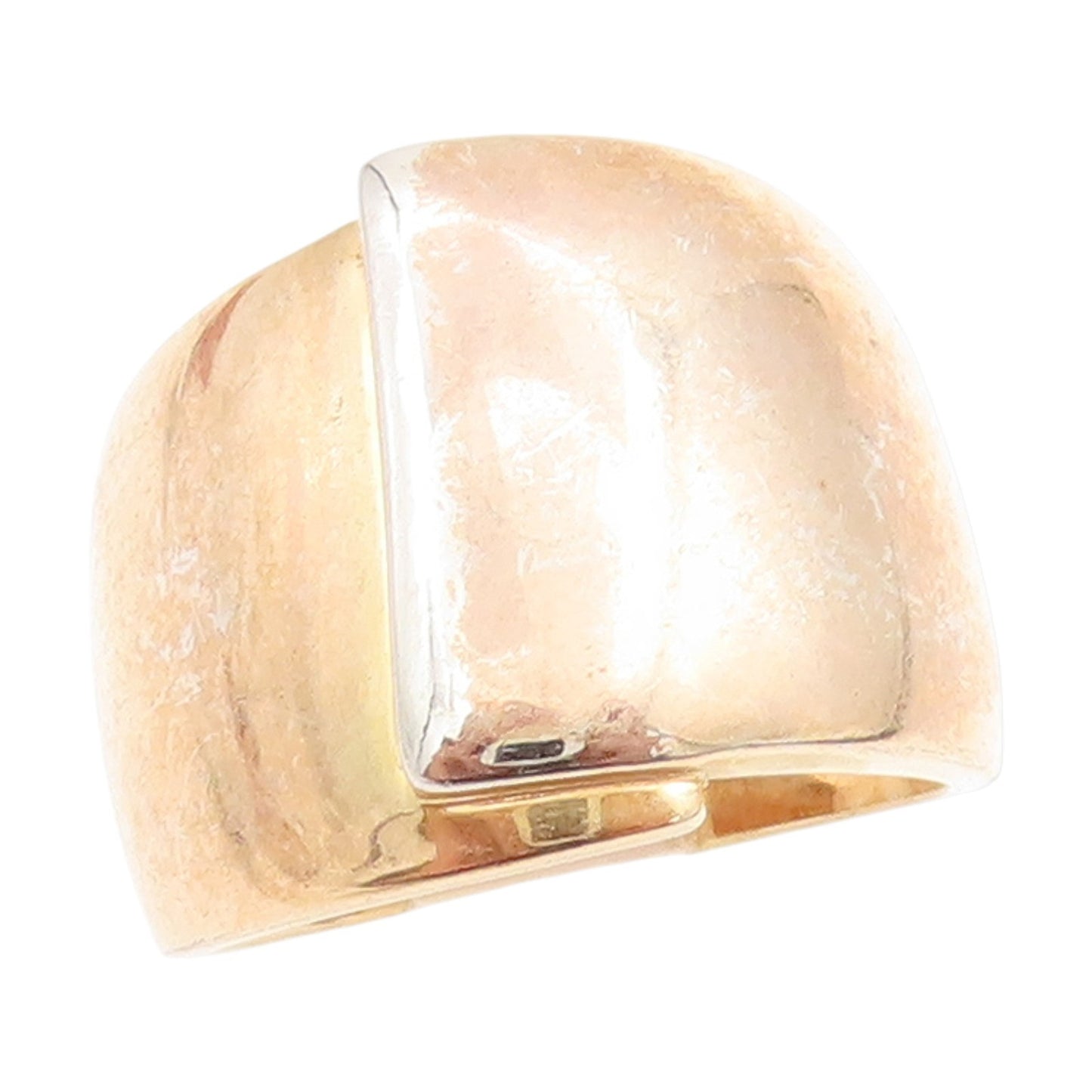 925 Sterling Silver Vintage Ring Gold Plated Minimalist Dome Band  Sz 6  RG33827