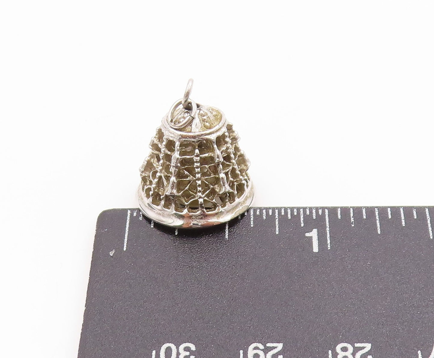 925 Sterling Silver Vintage Pendant Pearl In Filigree Judy Bell Jingles  PT24958