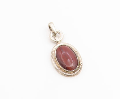 925 Sterling Silver Vintage Pendant WHITNEY KELLY Oval Carnelian Charm  PT26537