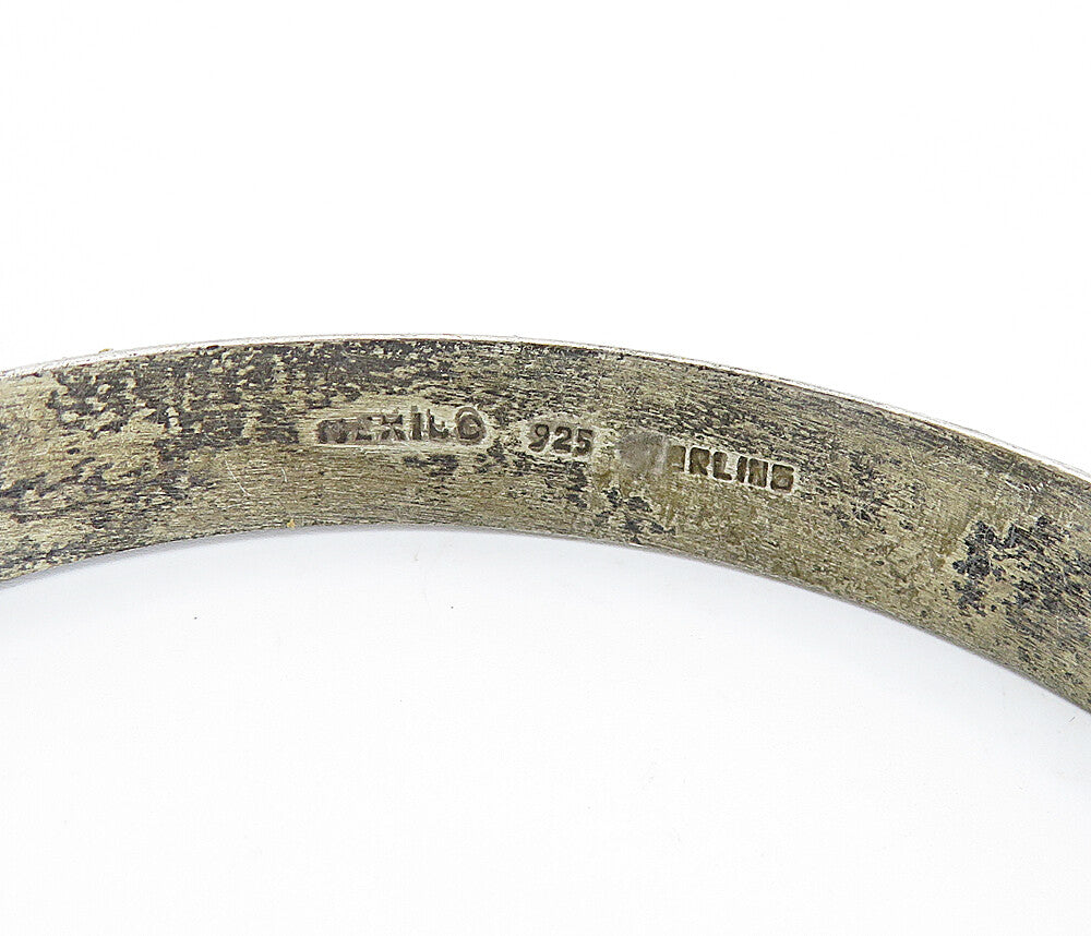 MEXICO 925 Sterling Silver  Vintage Dark Tone Cutout Bangle Bracelet  BT1809