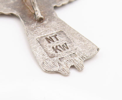 925 Sterling Silver Vintage Pendant Little Guardian Angel With Heart   PT24823