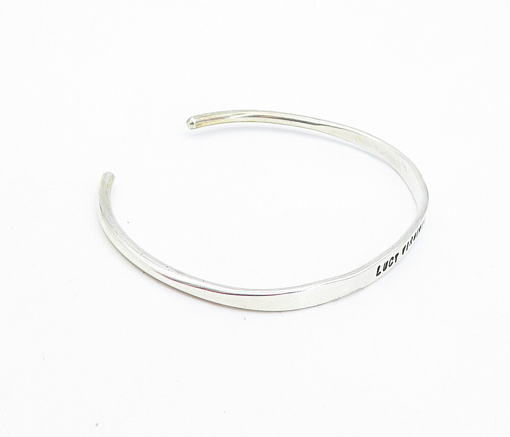 PRAXIS 925 Sterling Silver  Petite Lucy Virginia Stamped Cuff Bracelet  BT2778