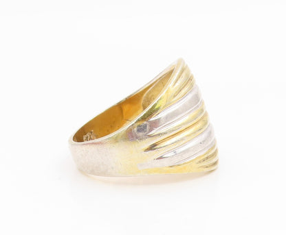 925 Sterling Silver Vintage Ring Gold Plated SETA Fluted Dome  Sz 9.5  RG35171