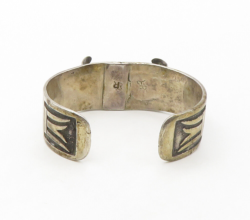 RICHARD REEVE APACHE 925 Silver  Vintage Oxidized Detail Cuff Bracelet  BT6628