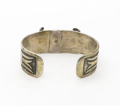 RICHARD REEVE APACHE 925 Silver  Vintage Oxidized Detail Cuff Bracelet  BT6628