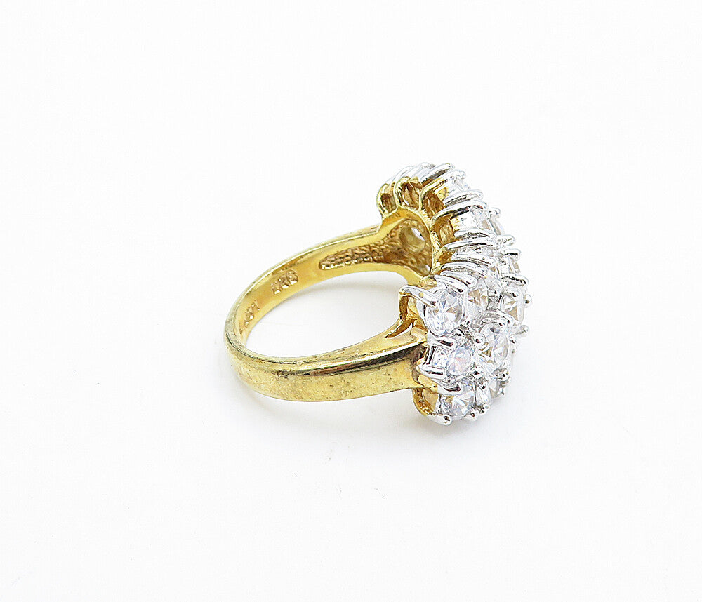 925 Sterling Silver  Cubic Zirconia Gold Plated Shiny Band Ring Sz 6  RG4347