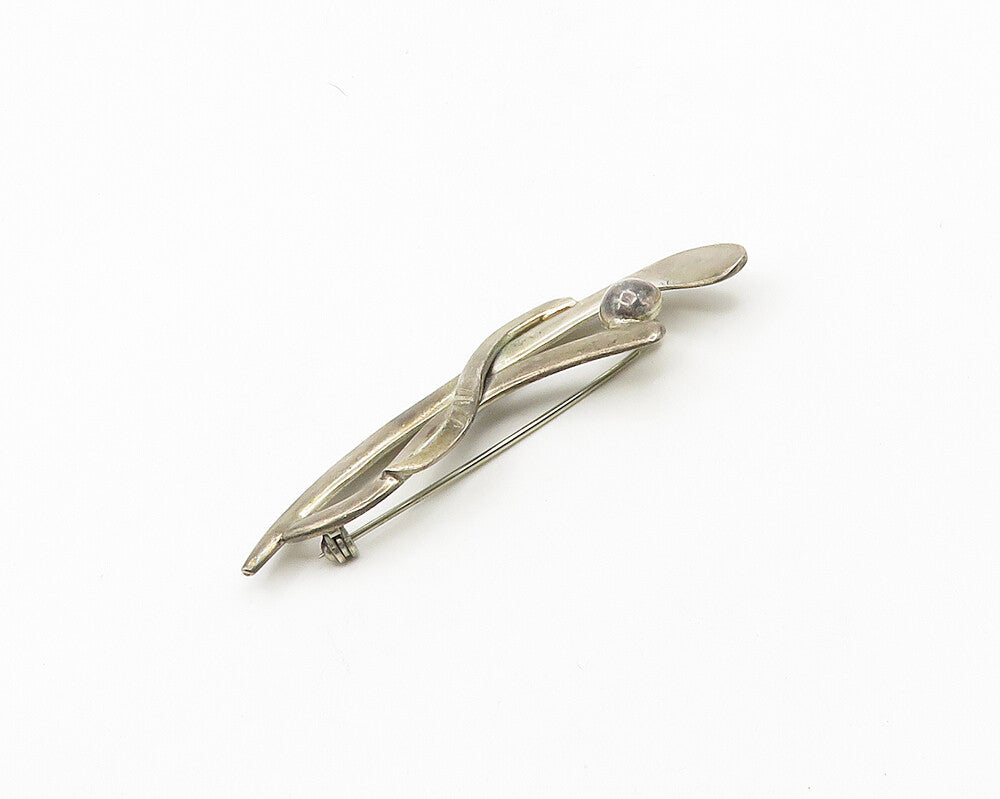 MEXICO 925 Sterling Silver  Vintage Dark Tone Smooth Shiny Brooch Pin  BP7338