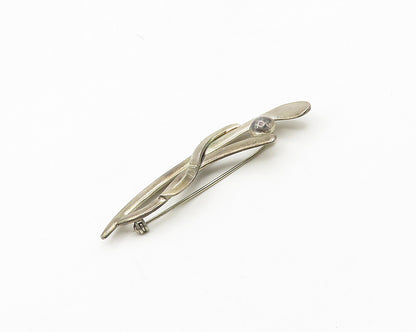 MEXICO 925 Sterling Silver  Vintage Dark Tone Smooth Shiny Brooch Pin  BP7338