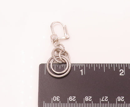 JUDITH RIPKA 925 Sterling Silver  Vintage CZ Dangling Rings Earrings  EG12481
