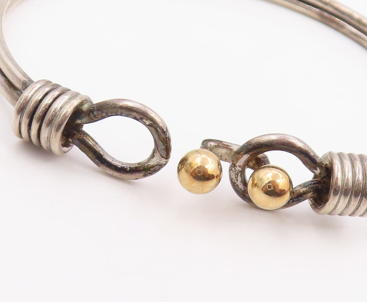 18K Gold & 925 Sterling Silver Vintage Bracelet TIFFANY & CO Bangle  BT11939