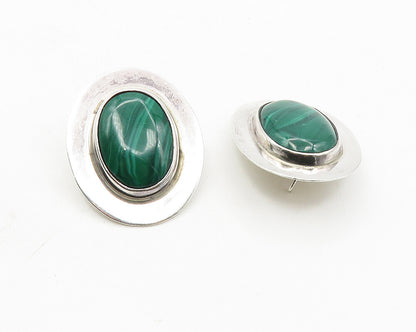 925 Sterling Silver Vintage GUNN TRIGERE Sweden Malachite Earrings  EG5480