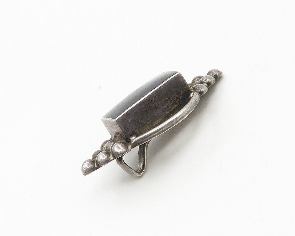 MEXICO 925 Sterling Silver  Vintage Black Onyx Bubble Detail Pendant  PT14805