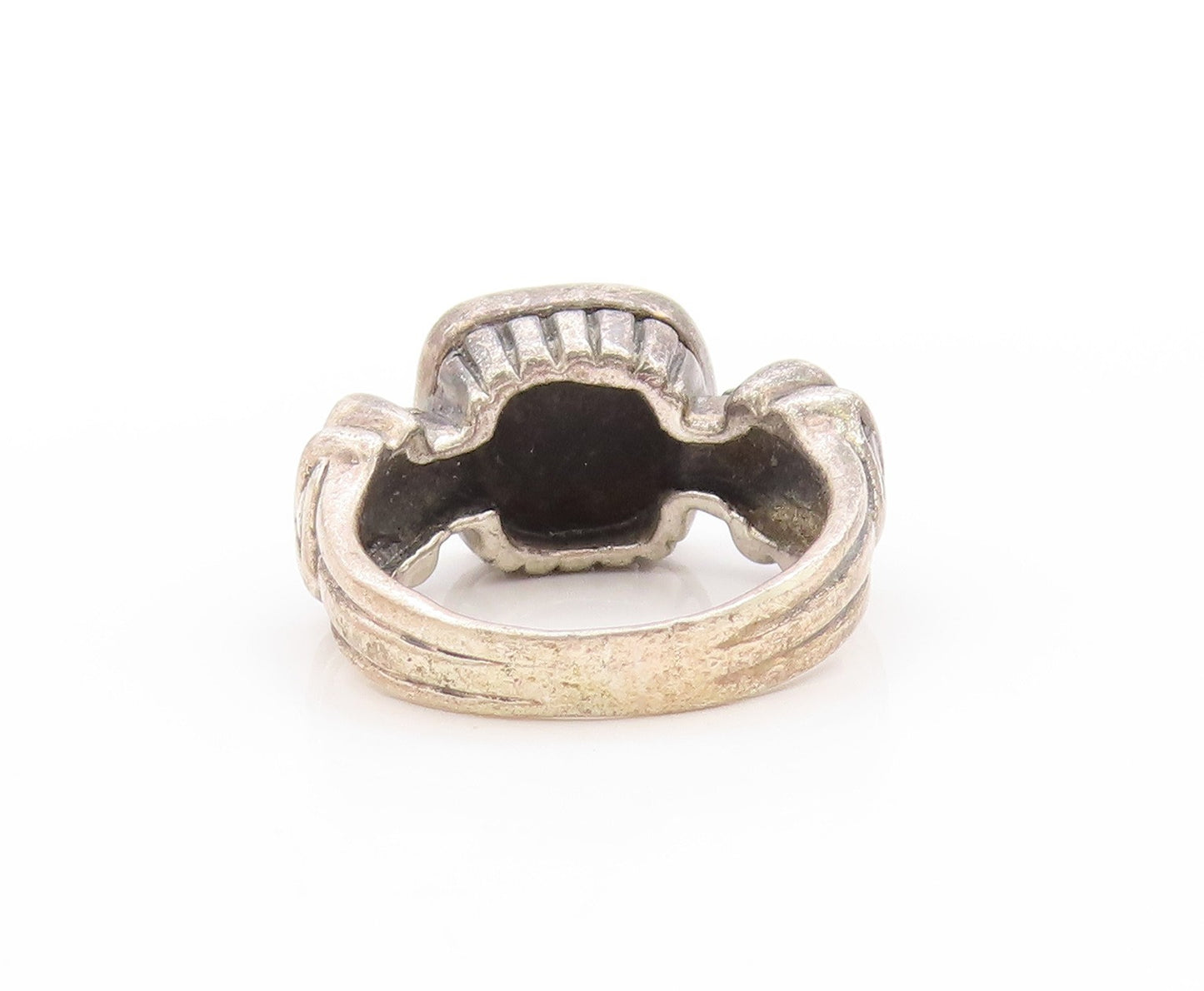 925 Sterling Silver Vintage Ring Black Onyx Wide Statement Band  Sz 5.5  RG33618