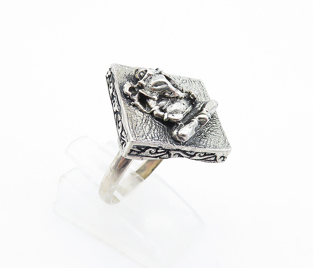 925 Sterling Silver  Vintage Ganesha Hindu God Cocktail Ring Sz 6  RG7839