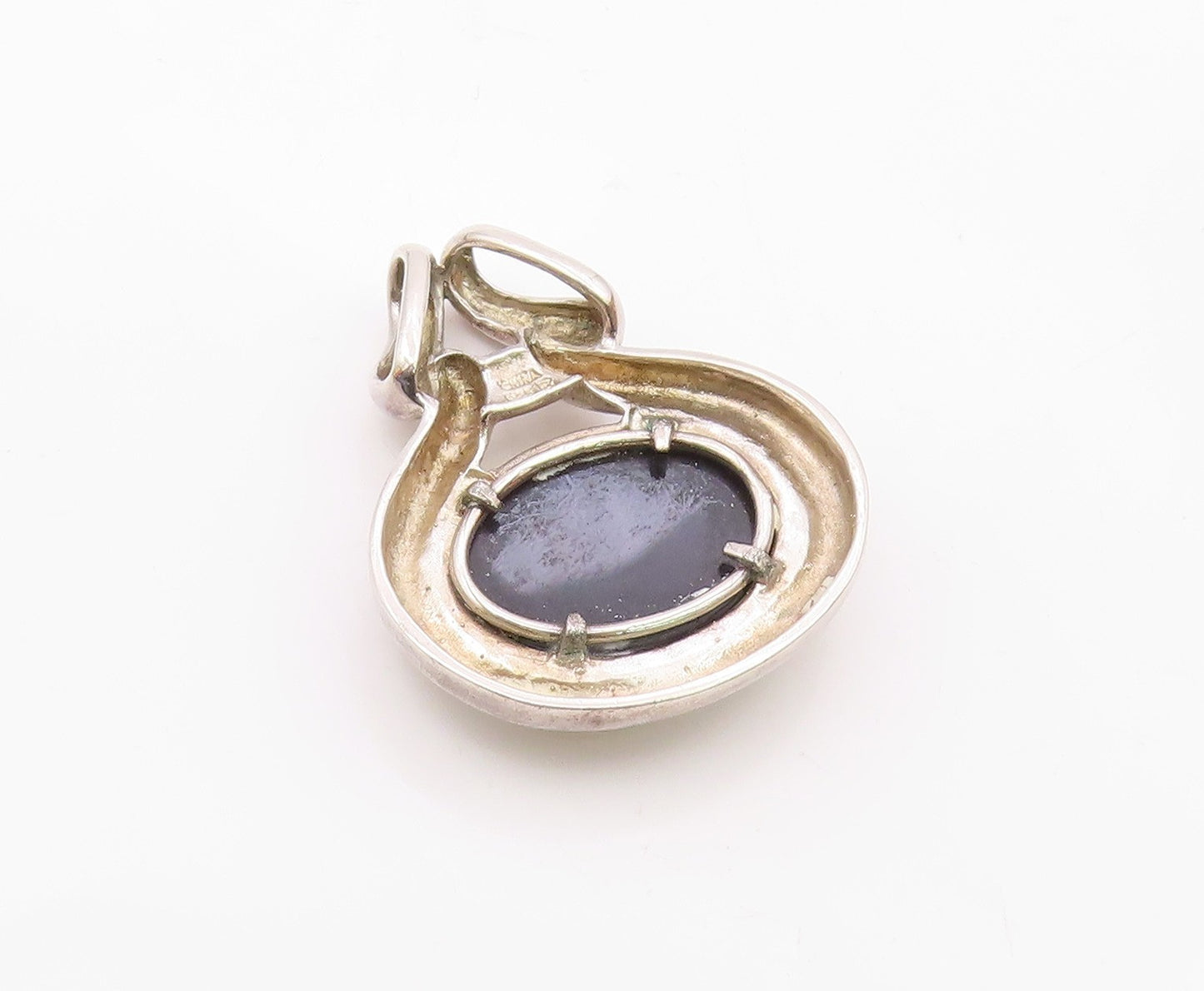 ROSS SIMON 925 Sterling Silver  Vintage Cabochon Black Onyx Pendant  PT11754