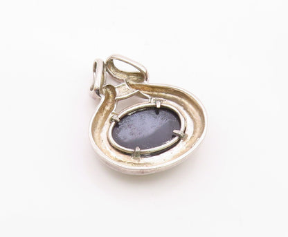 ROSS SIMON 925 Sterling Silver  Vintage Cabochon Black Onyx Pendant  PT11754