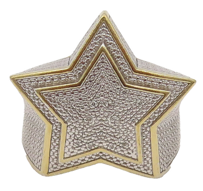 925 Sterling Silver Vintage Gold Plated Double Star Diamond Ring Sz 10  RG26541