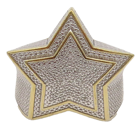 925 Sterling Silver Vintage Gold Plated Double Star Diamond Ring Sz 10  RG26541