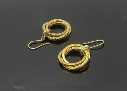 925 Silver  Vintage Shiny Gold Plated Open Circle Dangle Earrings  EG10069