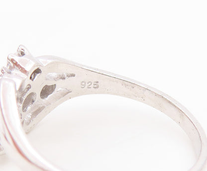 925 Sterling Silver Vintage Ring Sparkling CZ Statement Band  Sz 7  RG36179