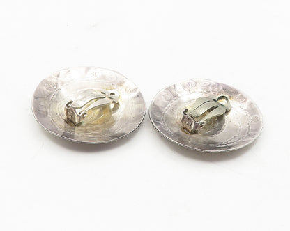 925 Sterling Silver  Vintage Etched Spiral Design Non Pierce Earrings  EG6075