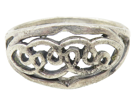925 Sterling Silver  Vintage Open Swirl Design Tapered Band Ring Sz 8  RG11112