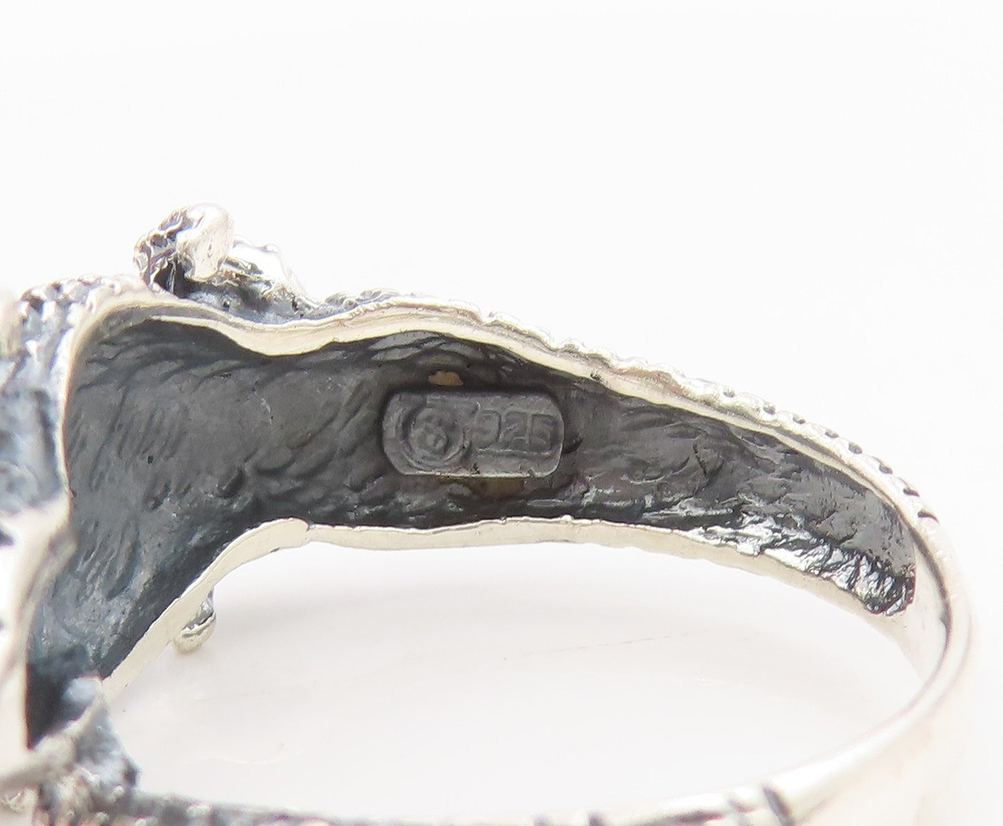925 Sterling Silver Vintage Ring Textured Gothic Crocodile Band  Sz 10  RG33958