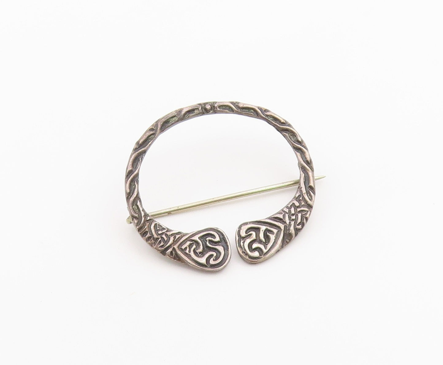 925 Sterling Silver Vintage Brooch IRELAND Celtic Weave Penannular Pin  BP12602