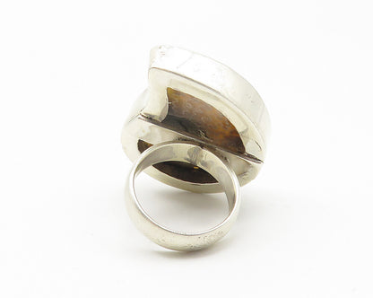 925 Sterling Silver  Vintage Ammonite Fossil Snail Cocktail Ring Sz 6  RG10742