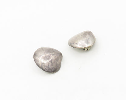 MEXICO 925 Sterling Silver  Vintage Shiny Smooth Non Pierce Earrings  EG9047