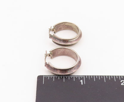 925 Sterling Silver Vintage Earrings Bold Minimalist Chunky Wide Hoops  EG14052