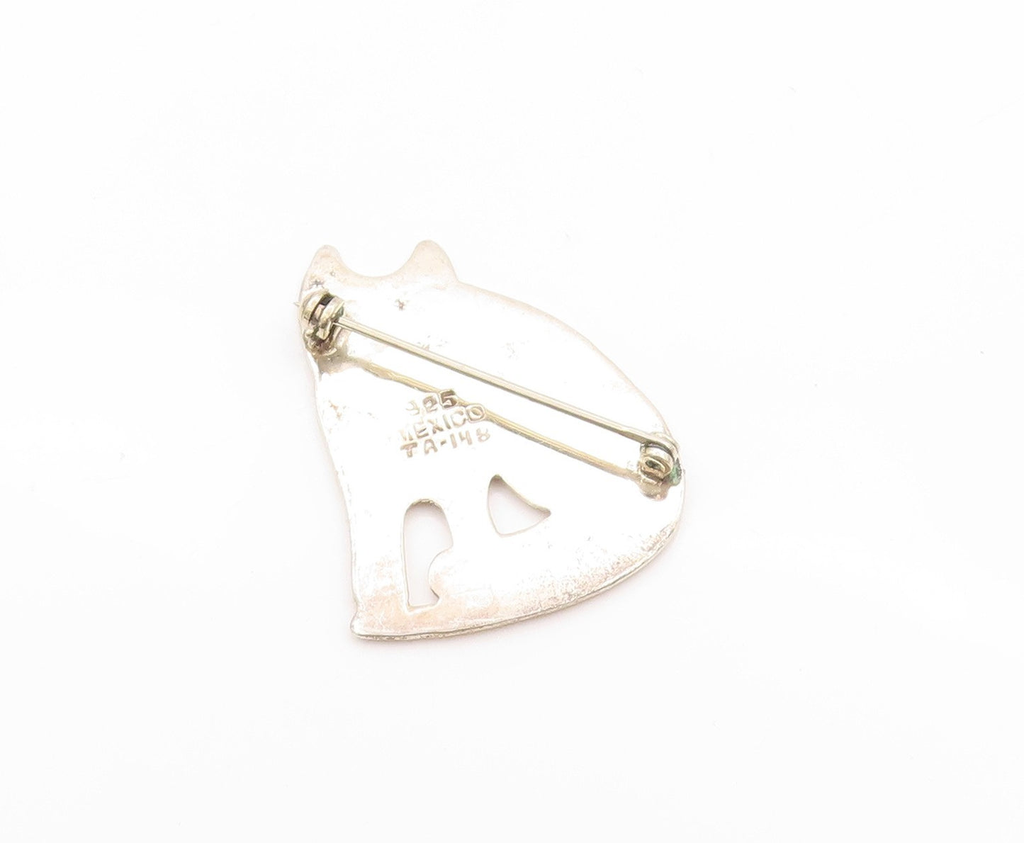 925 Sterling Silver Vintage Brooch MEXICO Big Fat Old Cat Cutout  BP11613