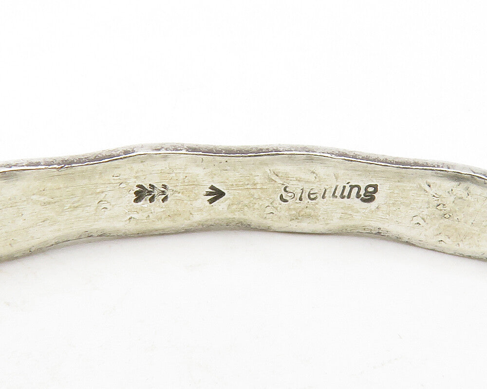 NAVAJO 925 Silver  Vintage Diamond Shape Pattern Round Bangle Bracelet  BT5033