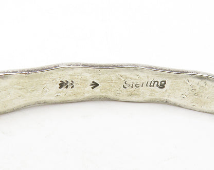 NAVAJO 925 Silver  Vintage Diamond Shape Pattern Round Bangle Bracelet  BT5033